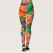Muster der hawaiianischen tropischen Blume Leggings (Rückseite)