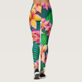 Muster der hawaiianischen tropischen Blume Leggings (Rückseite)