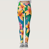 Muster der hawaiianischen tropischen Blume Leggings (Vorderseite)