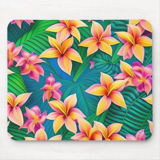 Muster der hawaiianischen tropischen Blume Mousepad (Vorne)