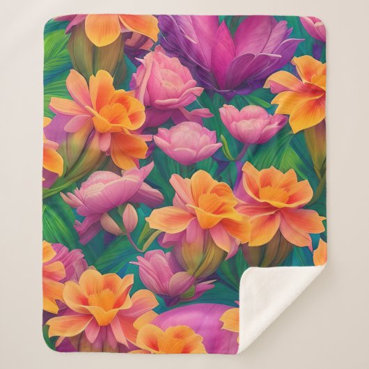 Muster der hawaiianischen tropischen Blume Sherpadecke (Vorderseite)