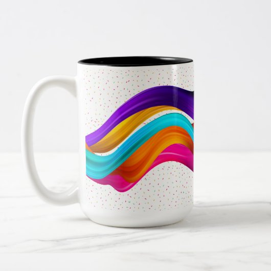 Muster der hellen Pfirsichkorallen Zweifarbige Tasse (Links)