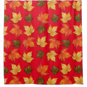 Muster der Herbstblätter im roten Hintergrund Duschvorhang (Vorderseite)