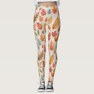 Muster der Herbstlaube für Aquarellbilder Leggings