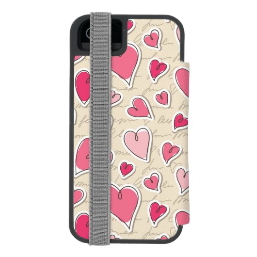 Muster der Herzen Incipio iPhone Geldbeutel-Hülle (Folio Rückseite)