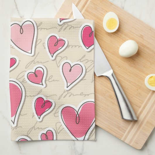 Muster der Herzen Küchentuch (Viertel Falte)