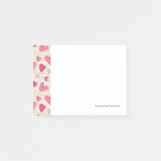 Muster der Herzen Post-it Klebezettel (Vorderseite)