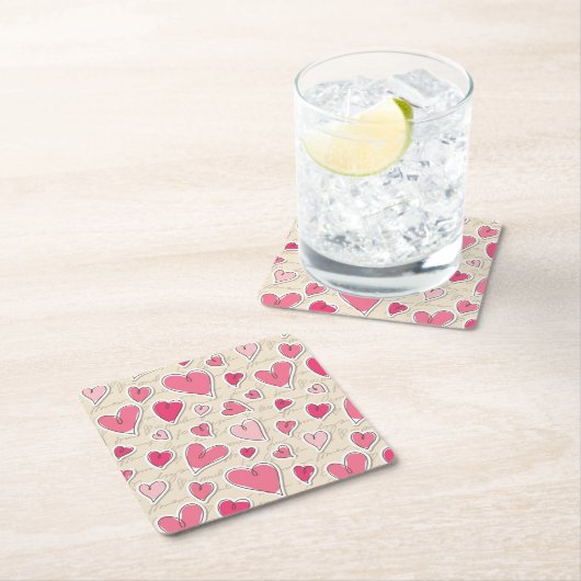 Muster der Herzen Rechteckiger Pappuntersetzer (Vor Ort)