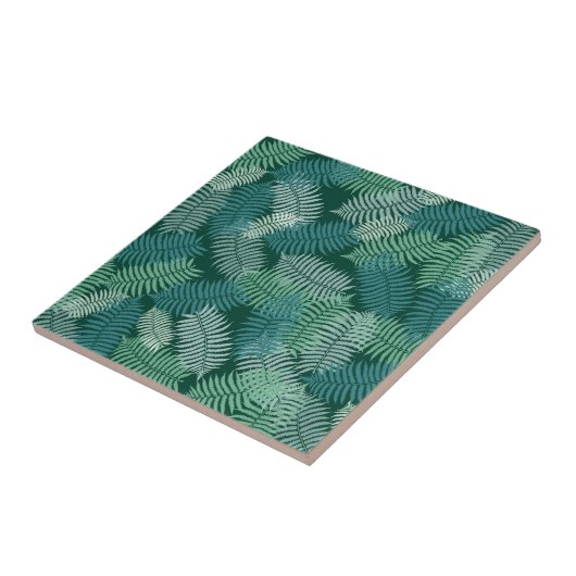 Muster der hinteren Blätter auf dunkelgrün Fliese (Seite)