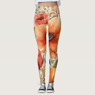 "Muster der hochauflösenden Aquarellfarben-Blume v Leggings