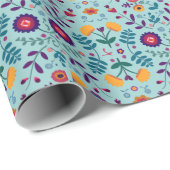 Muster der hübschen Folkkunst-Blume Geschenkpapier (Rolleneckpunkt)