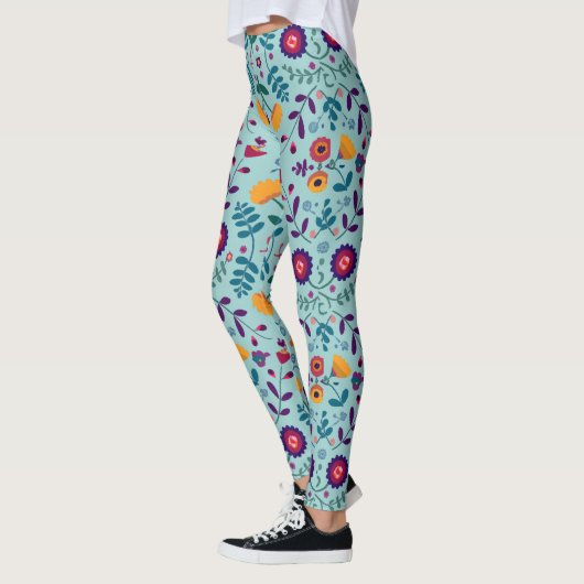 Muster der hübschen Folkkunst-Blume Leggings (Links)