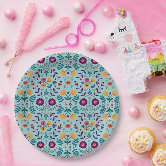 Muster der hübschen Folkkunst-Blume Pappteller (Party)