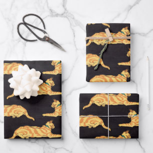 Muster der Ingwer Strick Cats Geschenkpapier Set
