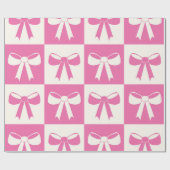 Muster der karierten Coquette Girly Pink Bows Geschenkpapier (Flach)
