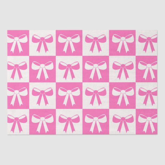 Muster der karierten Coquette Girly Pink Bows Seidenpapier (Vorderseite)