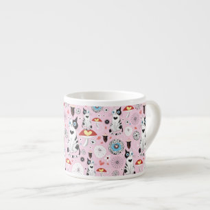 Muster der Katzen und der Blumen Espressotasse