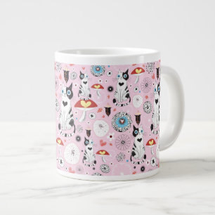 Muster der Katzen und der Blumen Jumbo-Tasse