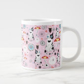 Muster der Katzen und der Blumen Jumbo-Tasse (Rechts)