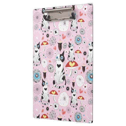 Muster der Katzen und der Blumen Klemmbrett (Links)