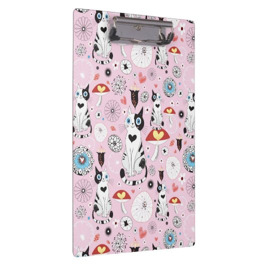 Muster der Katzen und der Blumen Klemmbrett (Rechts)
