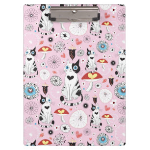 Muster der Katzen und der Blumen Klemmbrett