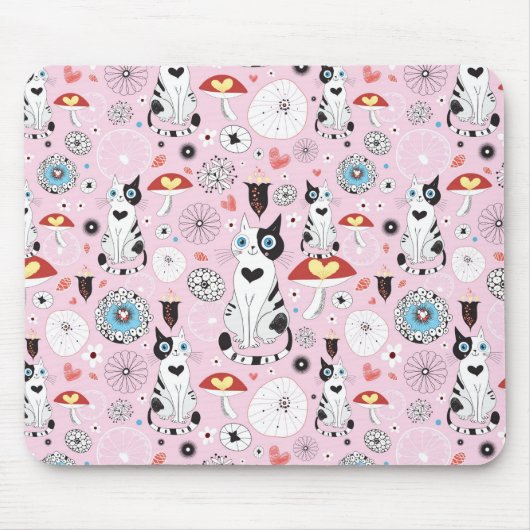 Muster der Katzen und der Blumen Mousepad (Vorne)