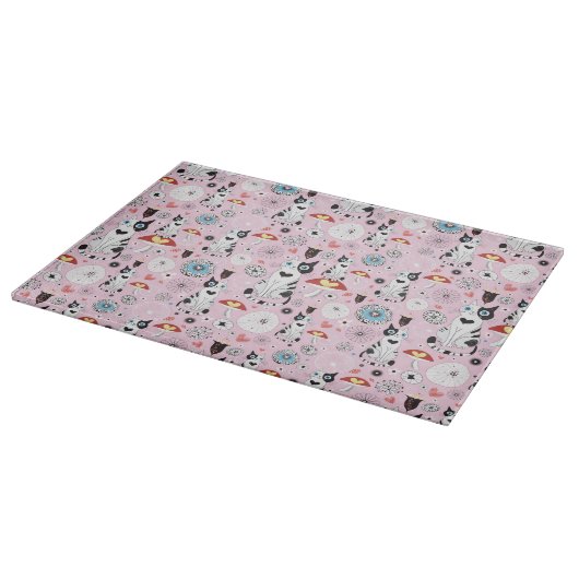 Muster der Katzen und der Blumen Schneidebrett (Ecke)