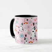 Muster der Katzen und der Blumen Tasse (Vorderseite Links)