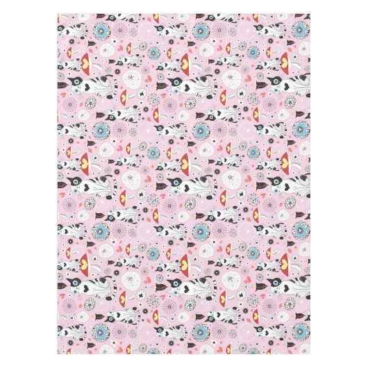 Muster der Katzen und der Blumen Tischdecke (Vorderseite)