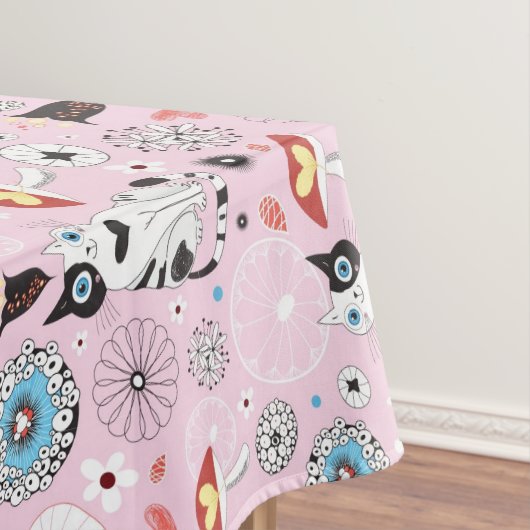 Muster der Katzen und der Blumen Tischdecke (Beispiel)