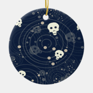 Muster der kosmischen Blauen Schädelkugel-Silhouet Keramik Ornament