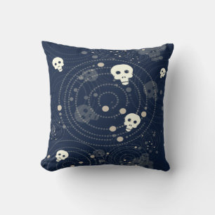 Muster der kosmischen Blauen Schädelkugel-Silhouet Kissen