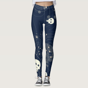 Muster der kosmischen Blauen Schädelkugel-Silhouet Leggings
