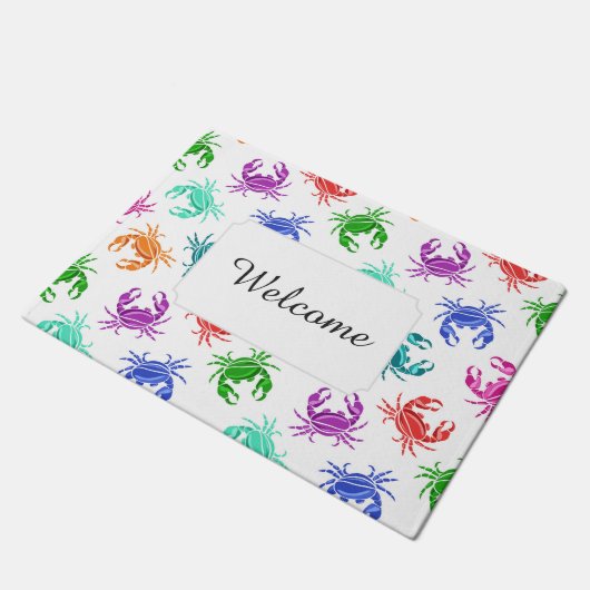 Muster der Krabben | addieren Ihren Text Fußmatte (Schrägansicht)