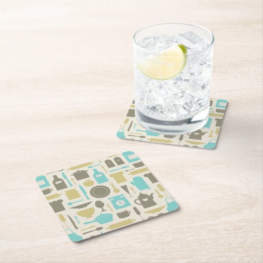 Muster der Küchengeräte Rechteckiger Pappuntersetzer (Vor Ort)