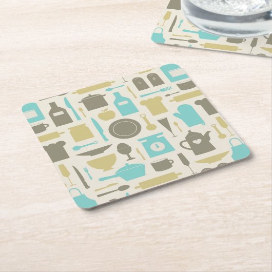 Muster der Küchengeräte Rechteckiger Pappuntersetzer (angewinkelt)