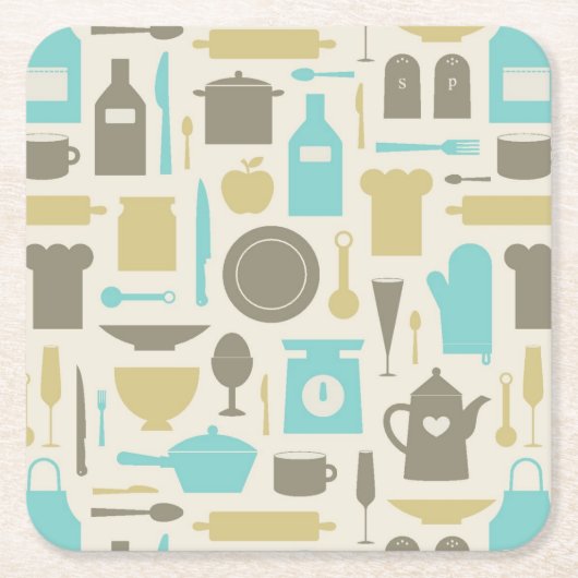 Muster der Küchengeräte Rechteckiger Pappuntersetzer (Vorderseite)