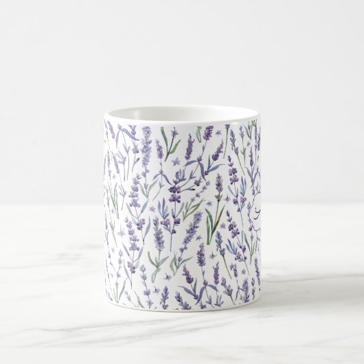 Muster der Lavendel-Blume mit Monogramm Kaffeetasse (Mittel)