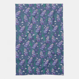 Muster der Lavendelfelder im Lila Geschirrtuch