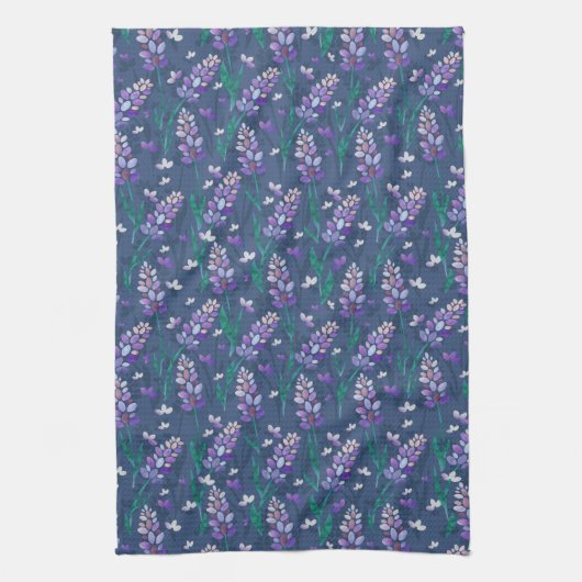 Muster der Lavendelfelder im Lila Geschirrtuch (Vertikal)