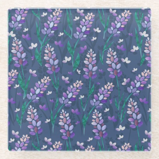 Muster der Lavendelfelder im Lila Glasuntersetzer (Vorderseite)