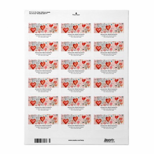 Muster der Liebe Adressaufkleber (Vorne)