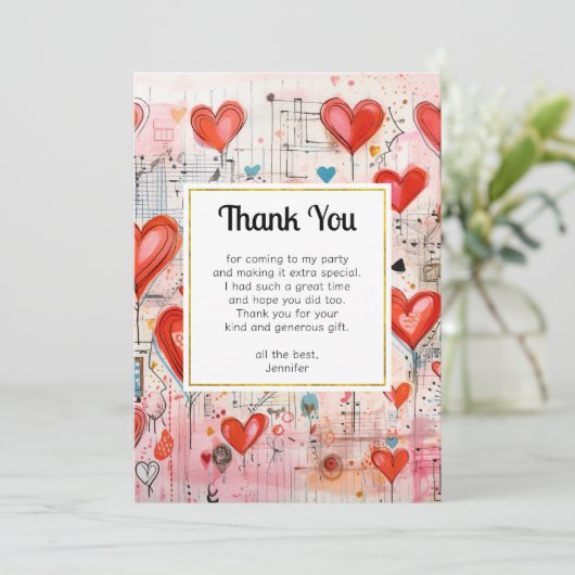 Muster der Liebe Dankeskarte (Stehend Vorderseite)