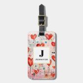Muster der Liebe für rote Herzen Gepäckanhänger (Vorderseite vertikal)