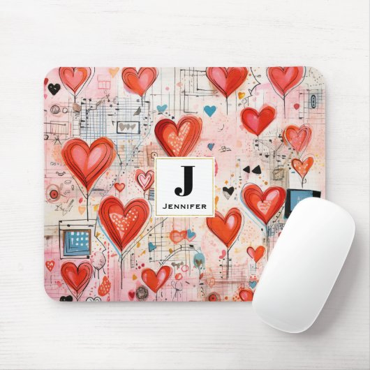 Muster der Liebe für rote Herzen Mousepad (Mit Mouse)