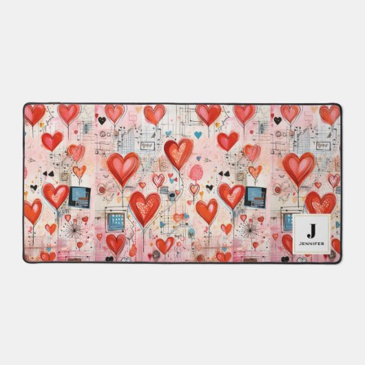 Muster der Liebe für rote Herzen Schreibtischunterlage (Vorderseite)