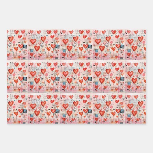 Muster der Liebe Geschenkpapier Set (Vorderseite)