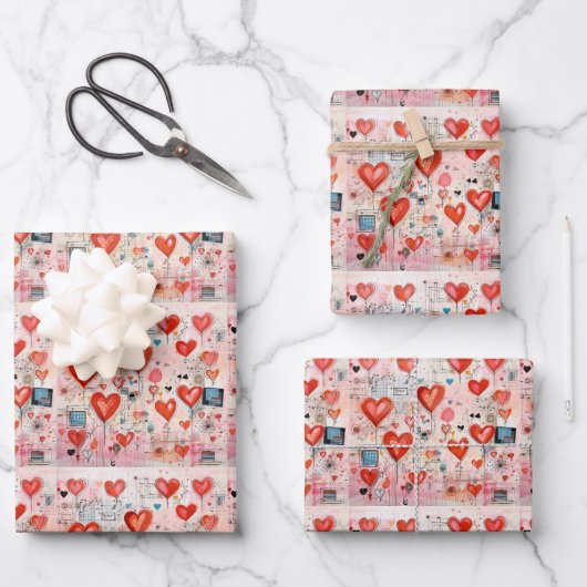 Muster der Liebe Geschenkpapier Set (Vorderseite)