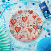 Muster der Liebe Pappteller (Party)